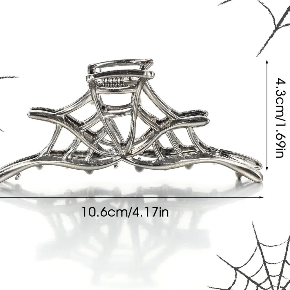 Metal spider web hair claw clip